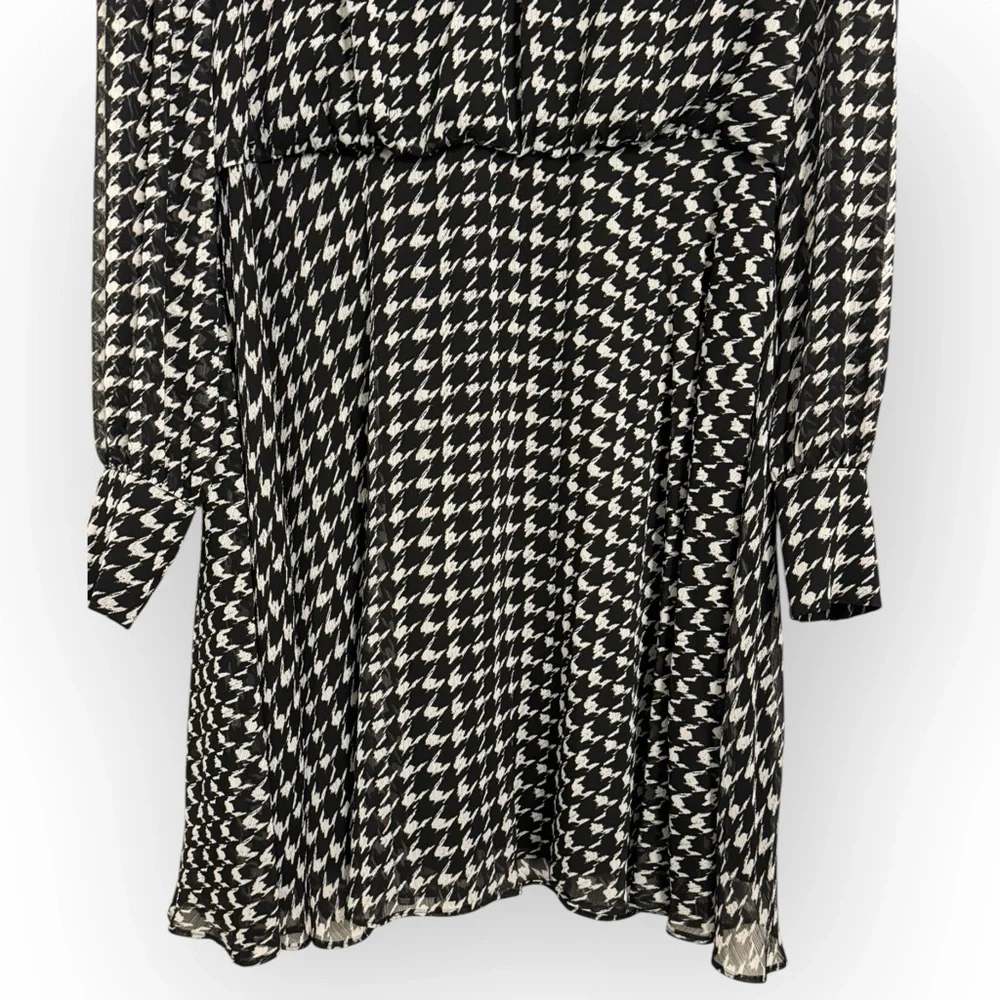 KARL LAGERFELD PARIS Houndstooth Belted Fit & Flare Dress, Size 14 - Picture 12 of 16